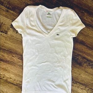 Lacoste Women's White V-Neck Top